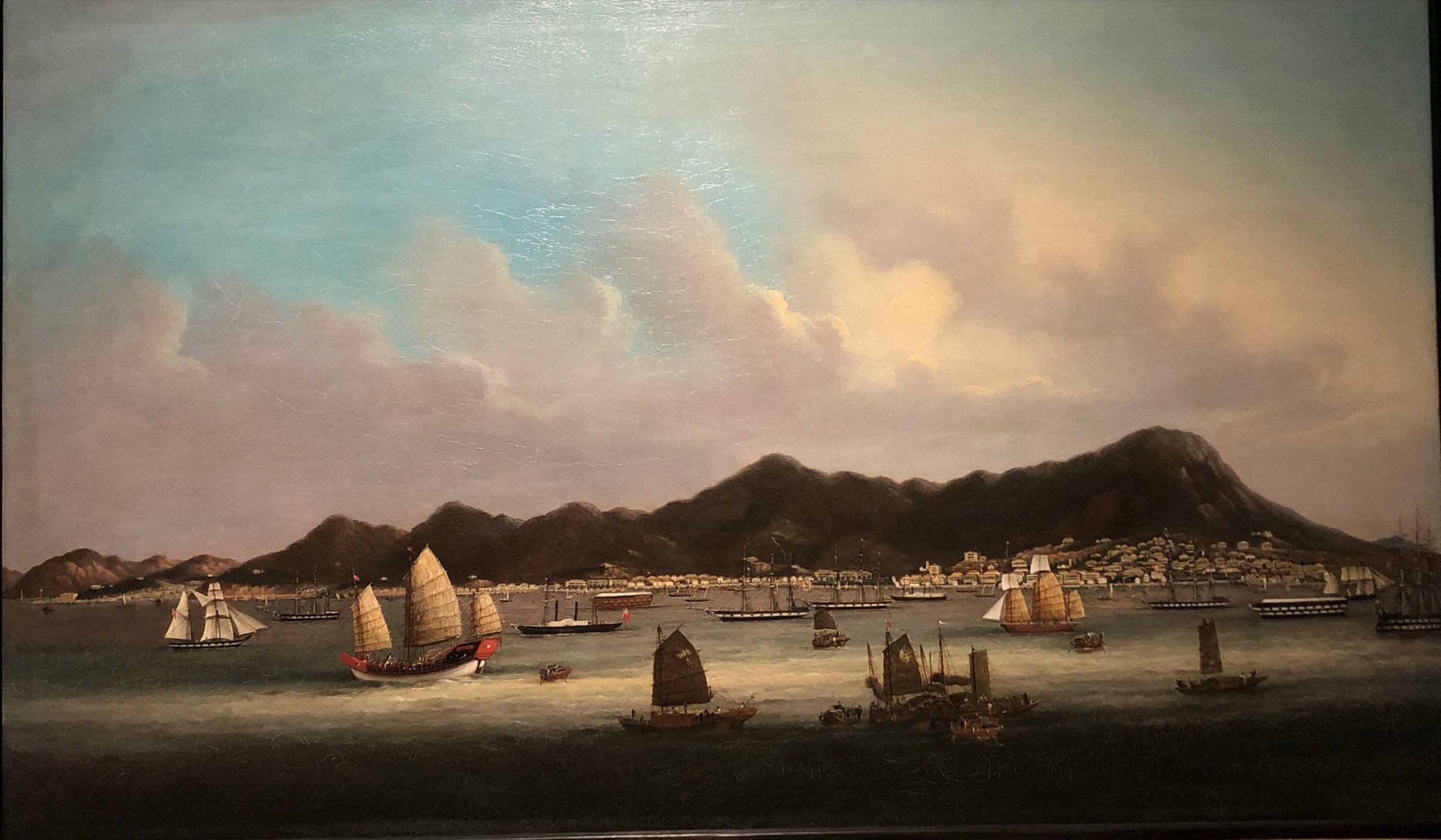 Hong Kong harbour in the late 1850s — China Trade school painting.
